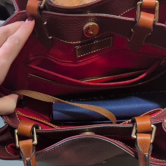 Dooney & Bourke Burgundy and Brown Leather Tote Bag - Picture 2 of 8